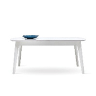 Стол обеденный раздвижной с деревянными ножками (180x100 см) (белый) ENZA HOME "LEGATO"